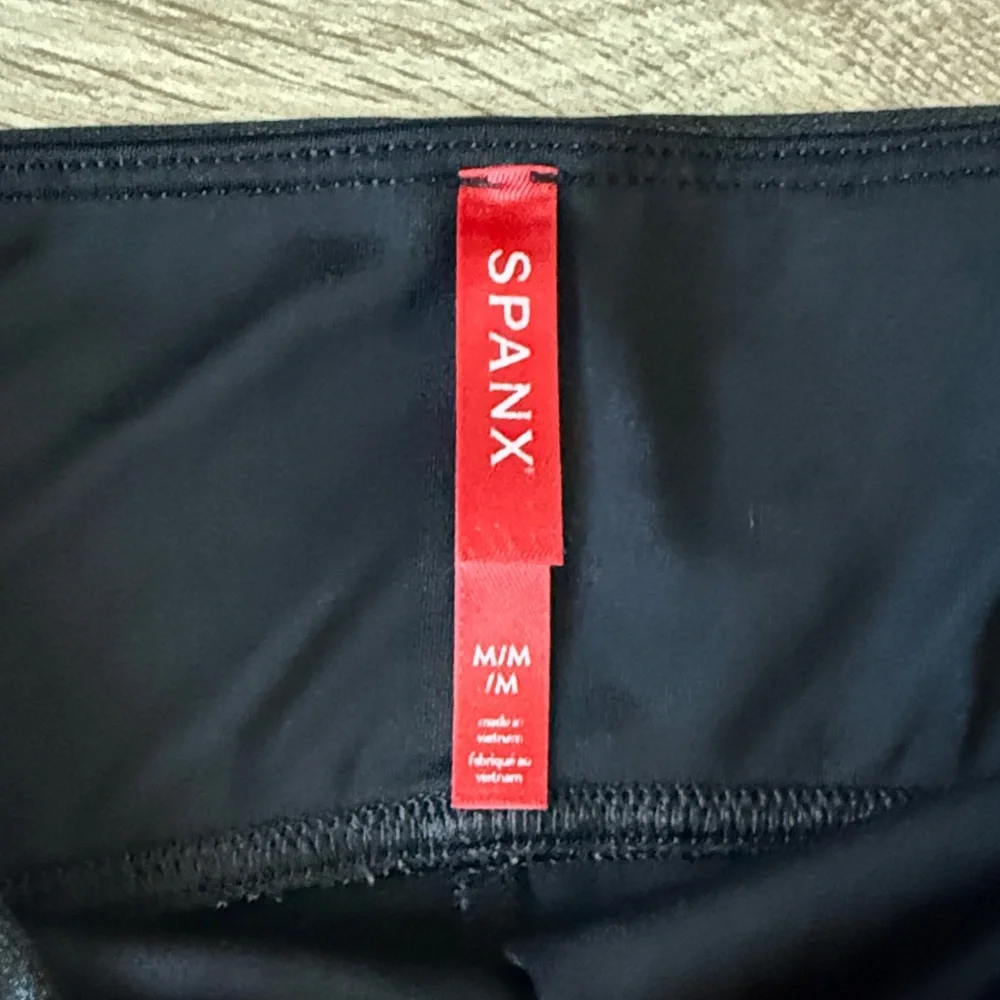 SPANX Black Faux Leather High-Waisted Leggings - Picture 2 of 4